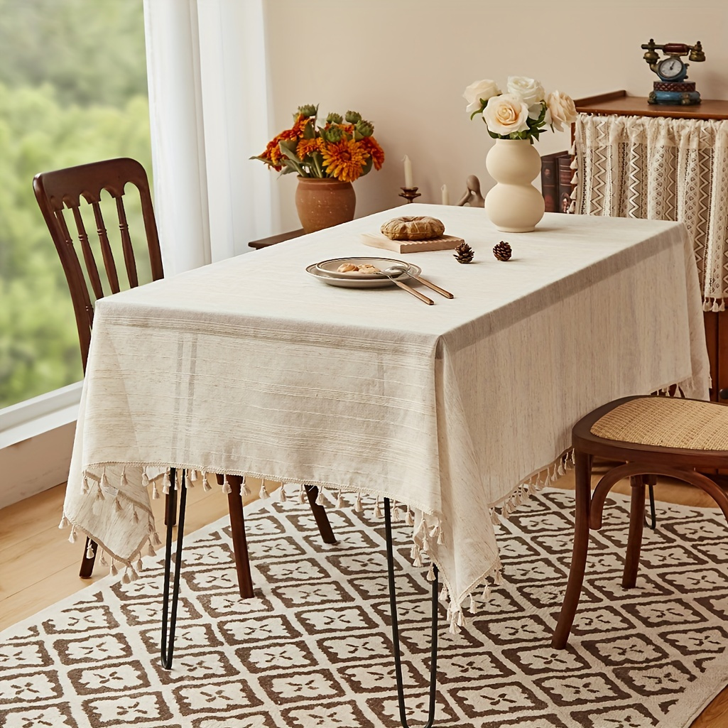 1pc Handcrafted Linen Striped Tablecloth - Square, Polyester For Kitchen & Dining Room Decor
1pc Handcrafted Linen Striped Tablecloth - Square, Polyester For Kitchen & Dining Room Decor