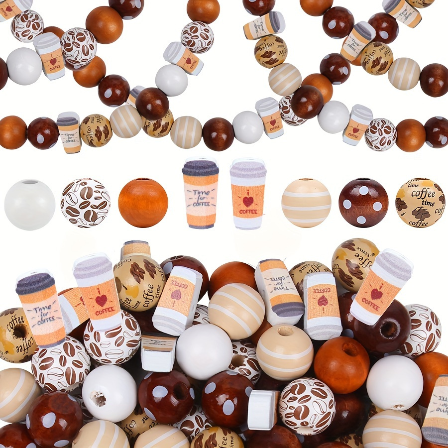 60-piece Coffee Themed Wood Beads Assortment - Decorative Colorful Painted Round Farmhouse Polished Loose Beads For Diy Necklaces, Bracelets, And Wreaths
60-piece Coffee Themed Wood Beads Assortment - Decorative Colorful Painted Round Farmhouse Polished Loose Beads For Diy Necklaces, Bracelets, And Wreaths