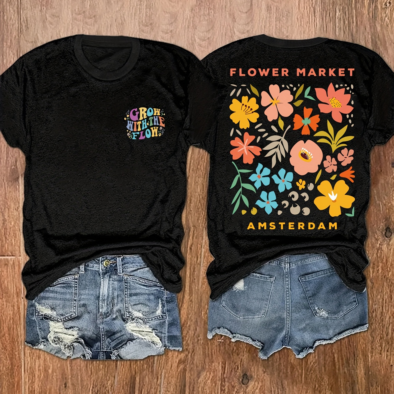 Plus Size Casual T-shirt, Women's Plus Floral & Letter Print Short Sleeve Round Neck T-shirt
Plus Size Casual T-shirt, Women's Plus Floral & Letter Print Short Sleeve Round Neck T-shirt
