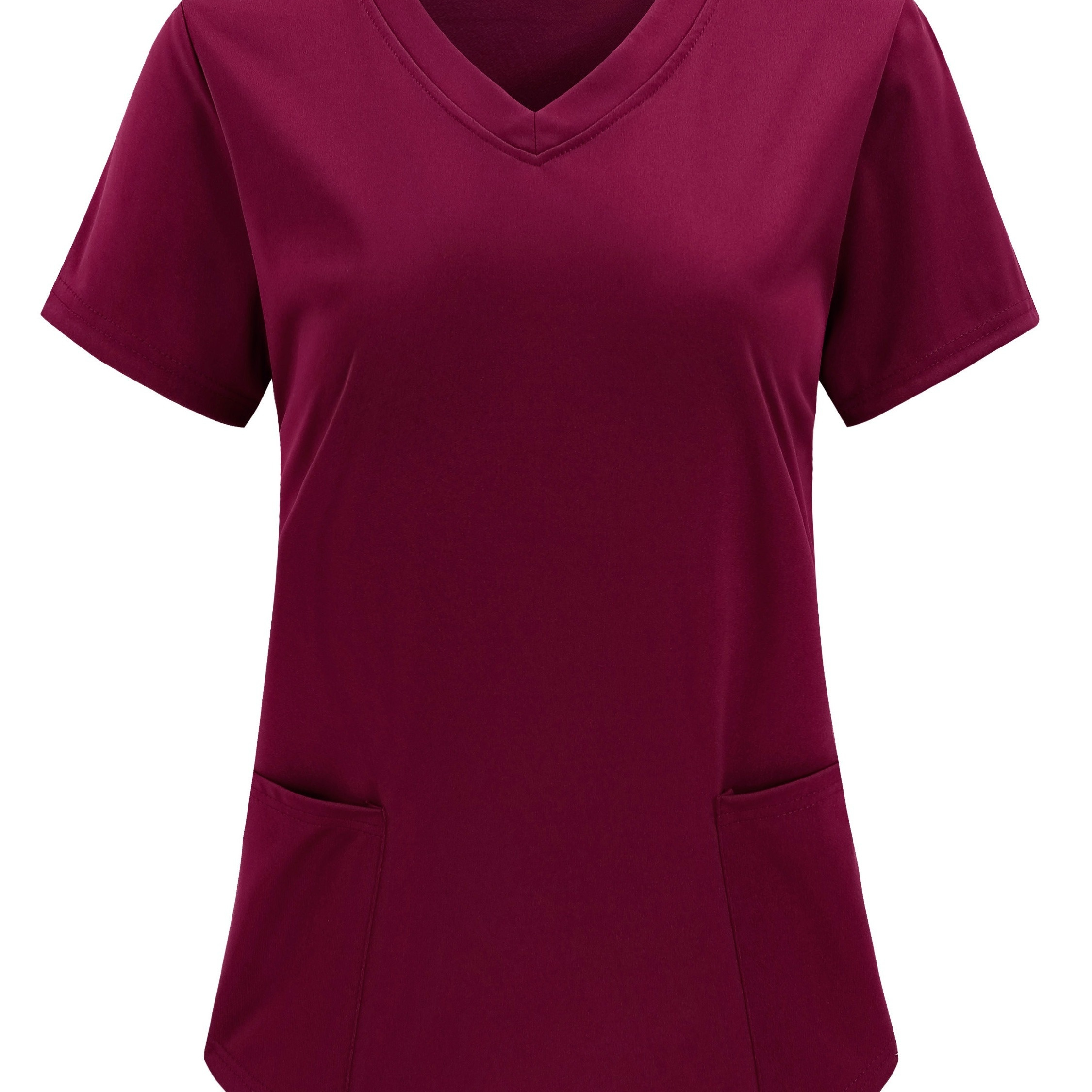 Plus Size Elegant V-neck Scrub Top With Pockets, Polyester Knit Fabric, Short Sleeve, Medium Stretch, Solid Color, For All
Plus Size Elegant V-neck Scrub Top With Pockets, Polyester Knit Fabric, Short Sleeve, Medium Stretch, Solid Color, For All