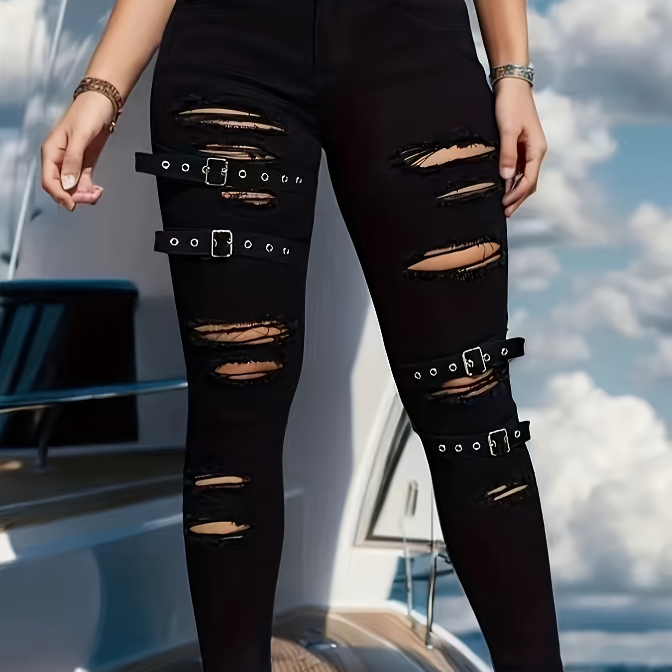 Plus Size Cut Out Buckle Decor Skinny Fit Black Color Streetwear Jeans, Women's Denim Jeans & Clothing
Plus Size Cut Out Buckle Decor Skinny Fit Black Color Streetwear Jeans, Women's Denim Jeans & Clothing