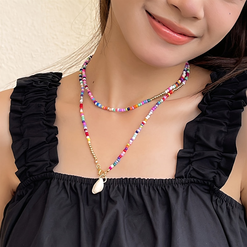 Shell Pendant Colorful Beads Beaded Necklace Bohemian Vacation Style Summer Beach Accessory
Shell Pendant Colorful Beads Beaded Necklace Bohemian Vacation Style Summer Beach Accessory