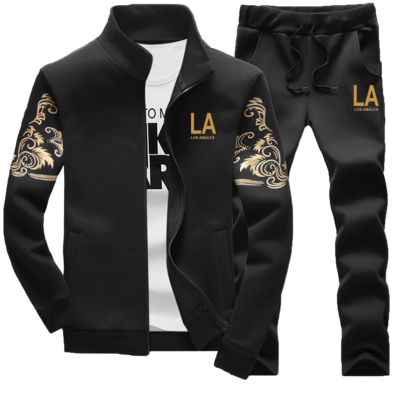 Men's Casual 2-piece Outfit, Stylish Printed Full Zip Jacket & Drawstring Pants, Casual Sportswear Suit
Men's Casual 2-piece Outfit, Stylish Printed Full Zip Jacket & Drawstring Pants, Casual Sportswear Suit