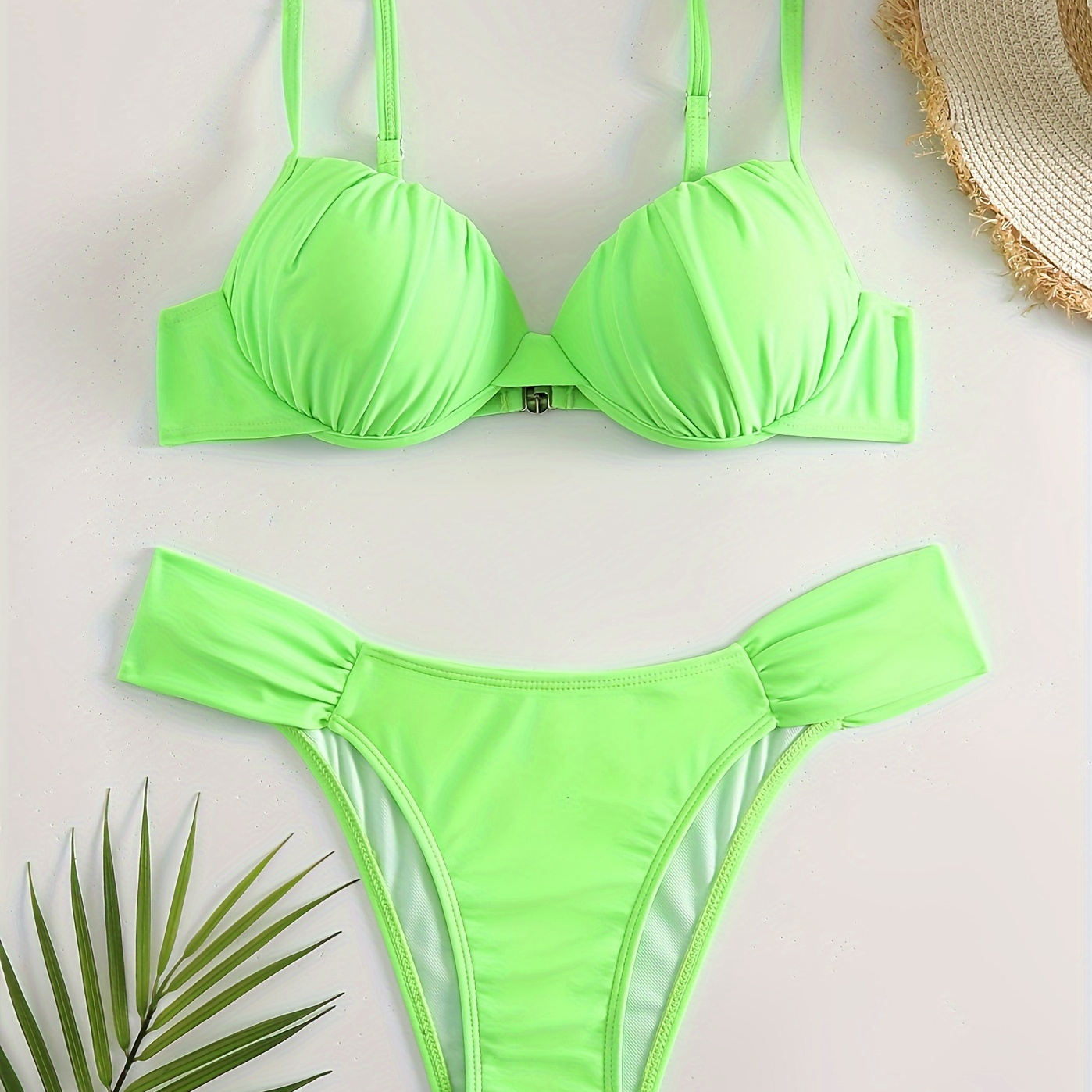 Green Ruched Bikini Sets, V Neck Spaghetti Straps Back Backless High Cut Beachwear 2 Pieces Swimsuit, Women's Swimwear & Clothing
Green Ruched Bikini Sets, V Neck Spaghetti Straps Back Backless High Cut Beachwear 2 Pieces Swimsuit, Women's Swimwear & Clothing
