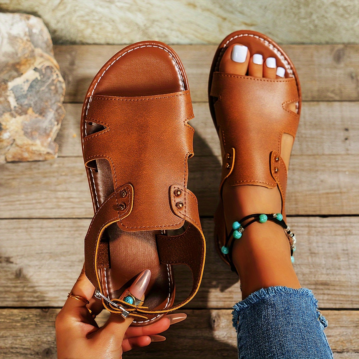 Women's Solid Color Flat Sandals, Casual Open Toe Summer Shoes, Lightweight Buckle Strap Sandals
Women's Solid Color Flat Sandals, Casual Open Toe Summer Shoes, Lightweight Buckle Strap Sandals