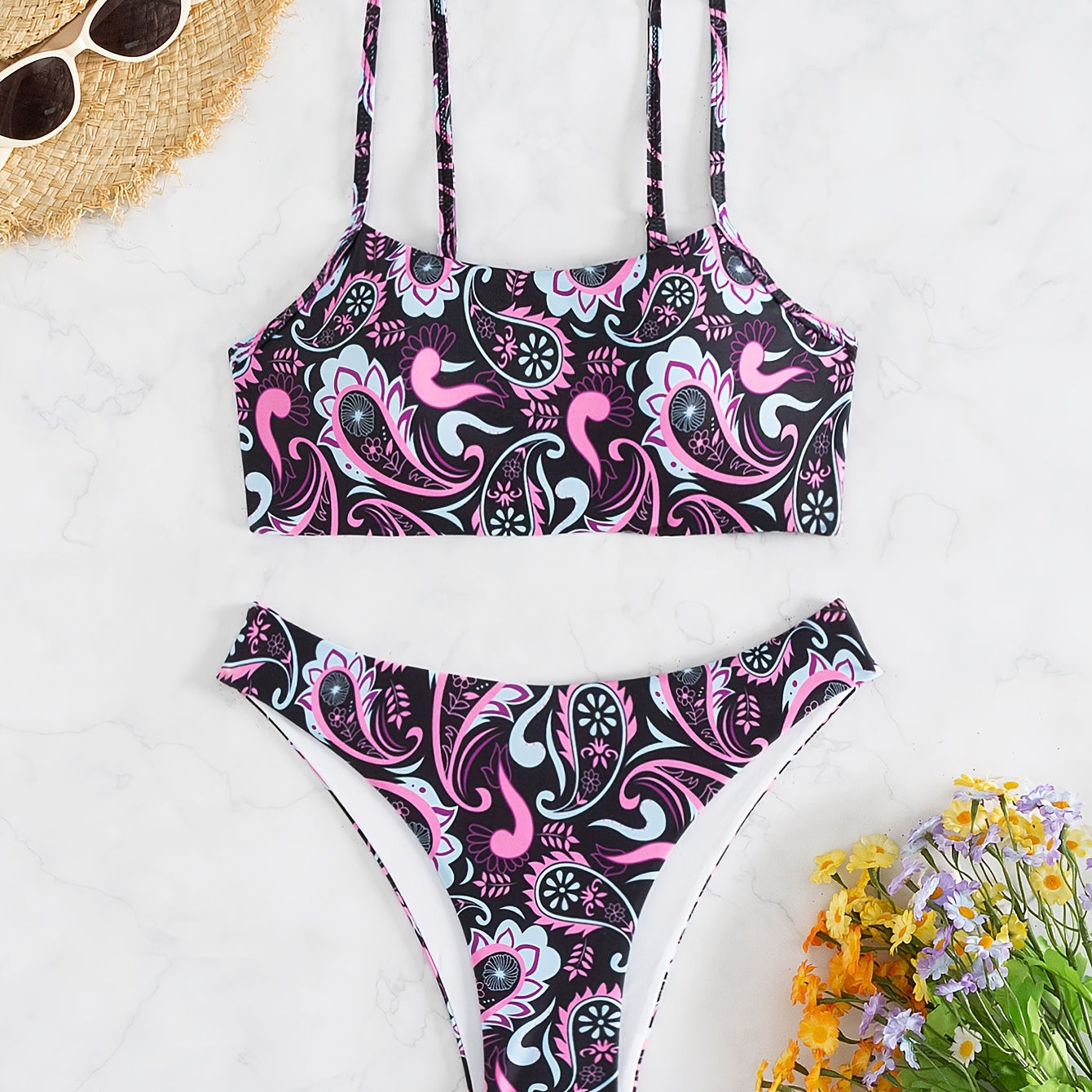 Paisley Print Fashion 2 Piece Set Bikini, High Stretch High Cut Beach Swimsuits, Women's Swimwear & Clothing
Paisley Print Fashion 2 Piece Set Bikini, High Stretch High Cut Beach Swimsuits, Women's Swimwear & Clothing