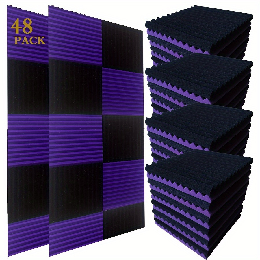 48pcs Panneaux Acoustiques en Noir & Violet - 12"x12"x1" Carreaux Muraux Absorbants de Bruit pour 'Enregistrement, Décoration de Cinéma Maison
48pcs Panneaux Acoustiques en Noir & Violet - 12"x12"x1" Carreaux Muraux Absorbants de Bruit pour 'Enregistrement, Décoration de Cinéma Maison