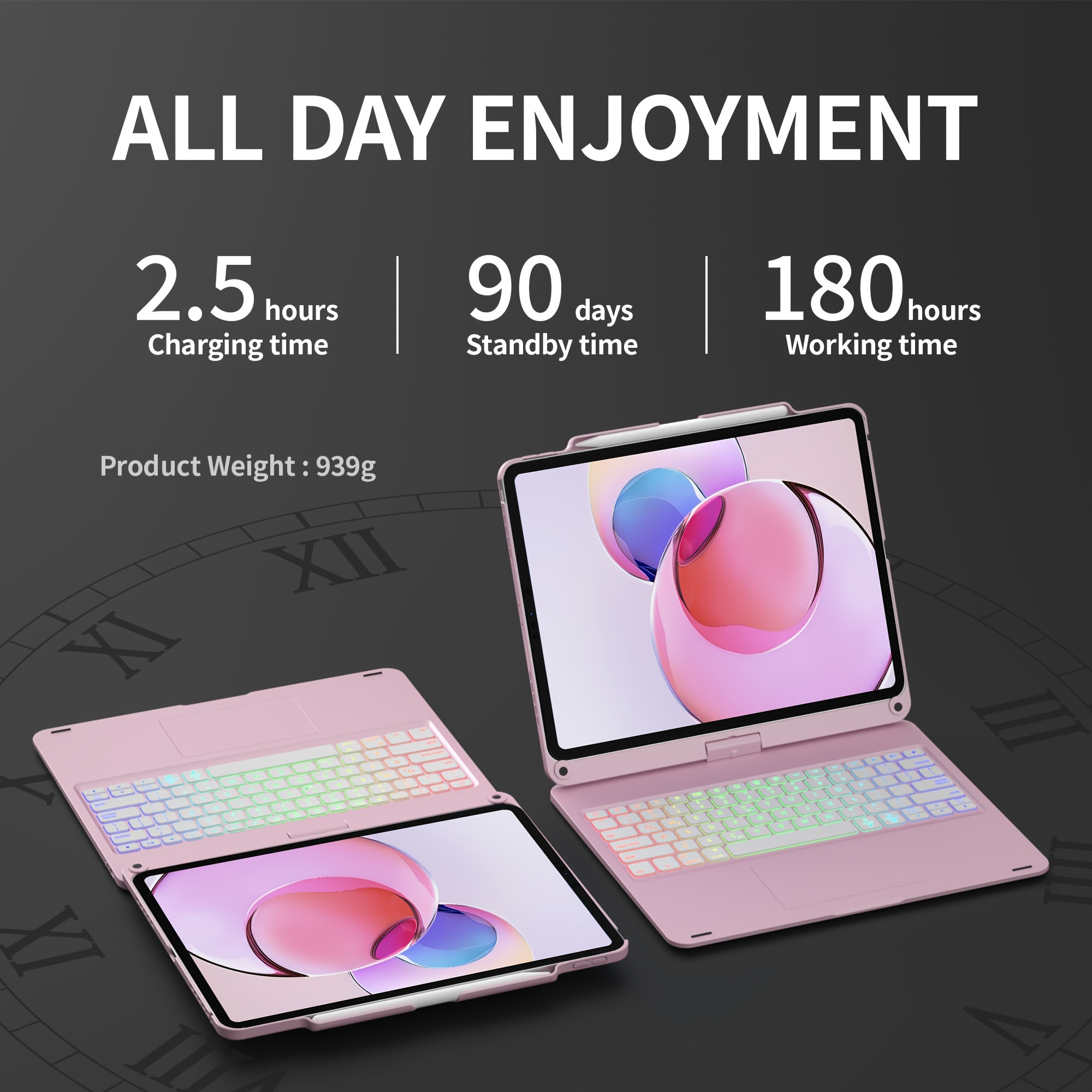 Keyboard Case With Touchpad For Pro 12.9 Inch 2022, Compatible With Pro 12.9 Inch 2021/ 4th Gen 2020/ 3rd Gen 2018, Rainbow Backlits, Pencil Holder - Black/rose Golden
Keyboard Case With Touchpad For Pro 12.9 Inch 2022, Compatible With Pro 12.9 Inch 2021/ 4th Gen 2020/ 3rd Gen 2018, Rainbow Backlits, Pencil Holder - Black/rose Golden