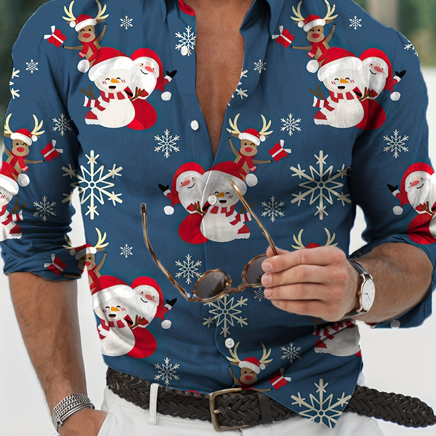 Christmas Lovely Cartoon Full Print, Men's Stylish Long Sleeve Button Down Shirt, Spring Fall
Christmas Lovely Cartoon Full Print, Men's Stylish Long Sleeve Button Down Shirt, Spring Fall