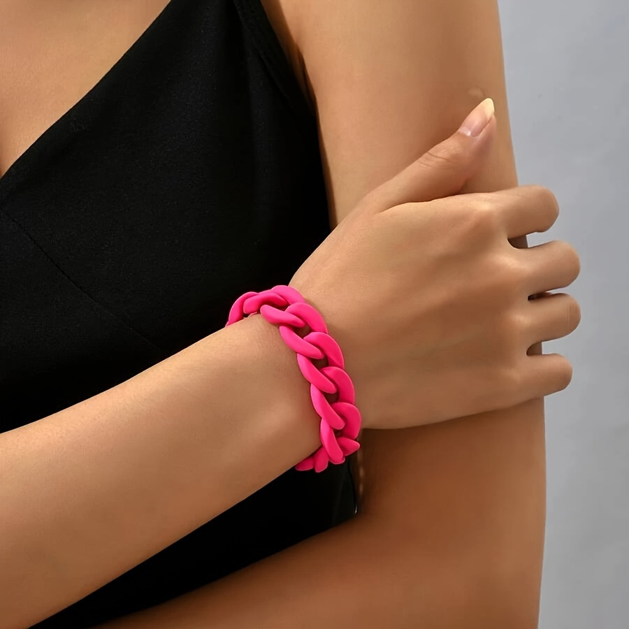 Exquisite Pink Blue Acrylic Chain Design Bracelet Vintage Bohemian Style Suitable For Women Summer Daily Hand Chain
Exquisite Pink Blue Acrylic Chain Design Bracelet Vintage Bohemian Style Suitable For Women Summer Daily Hand Chain