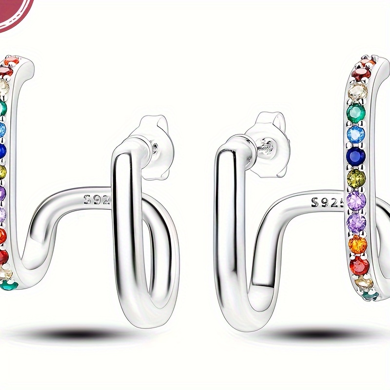 Elegant 925 Sterling Silver Rainbow Double Layer Ear Charms, Fashion Accessories For Women, Gift, Fine Jewelry - 1 Pair Of Earrings, Ear
Elegant 925 Sterling Silver Rainbow Double Layer Ear Charms, Fashion Accessories For Women, Gift, Fine Jewelry - 1 Pair Of Earrings, Ear