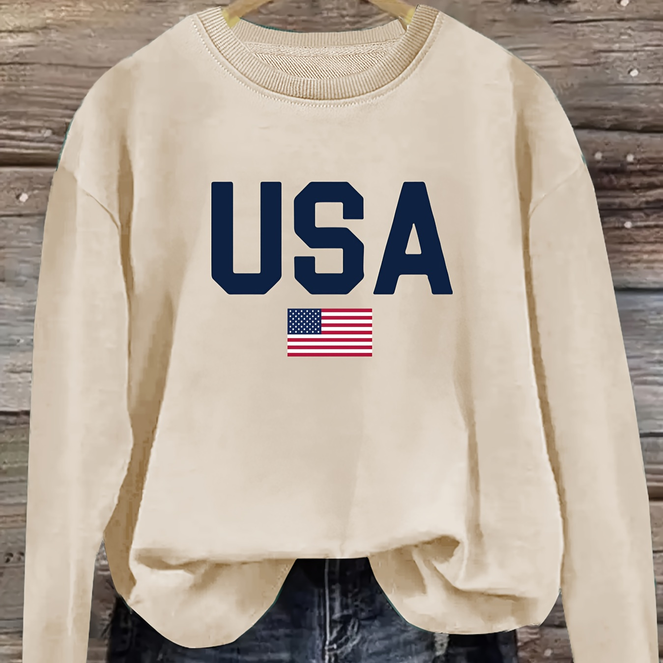 Letter & Flag Print Pullover Sweatshirts, Long Sleeve Crew Neck Casual Sweatshirt For Fall & Spring, Women's Clothing
Letter & Flag Print Pullover Sweatshirts, Long Sleeve Crew Neck Casual Sweatshirt For Fall & Spring, Women's Clothing