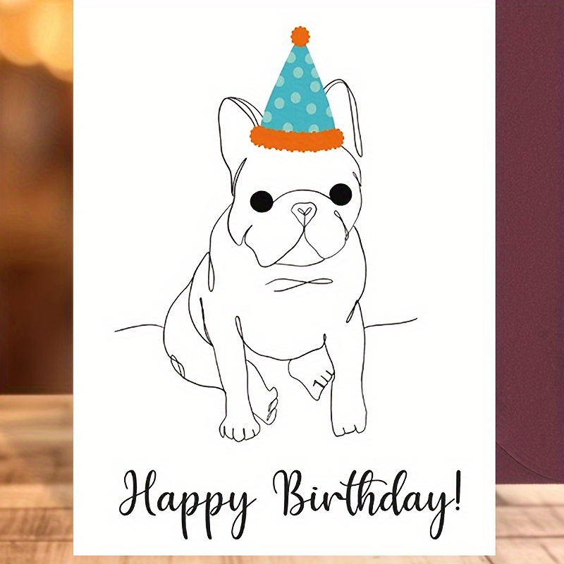 French Bulldog Birthday Greeting Card With Party Hat, 1pc - Suitable For Any Recipient
French Bulldog Birthday Greeting Card With Party Hat, 1pc - Suitable For Any Recipient