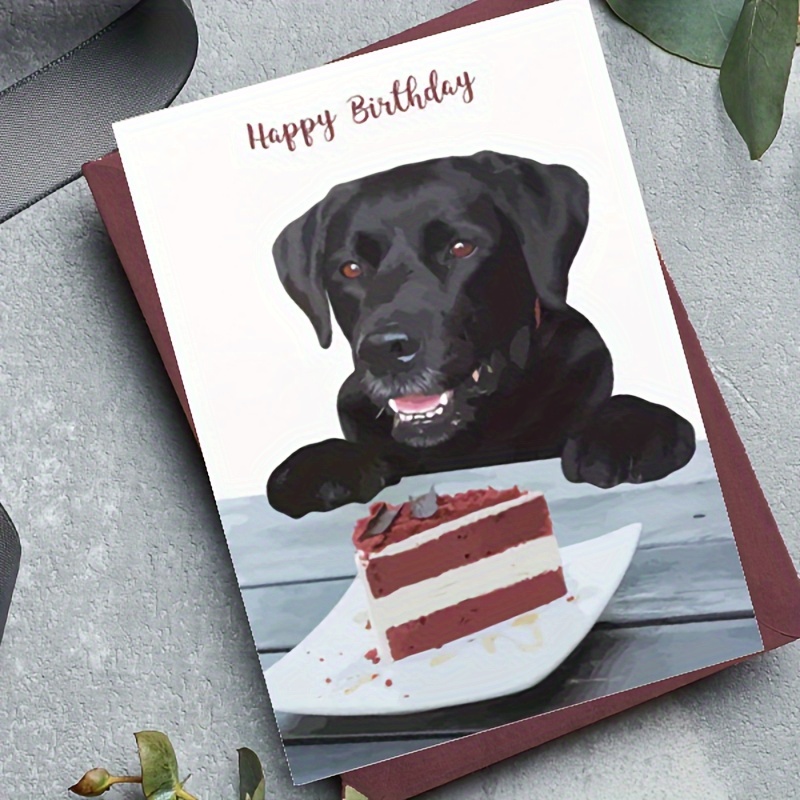 Happy Birthday Greeting Card With Black Dog And Cake Design, 1pc, Universal Birthday Card For All Recipients
Happy Birthday Greeting Card With Black Dog And Cake Design, 1pc, Universal Birthday Card For All Recipients