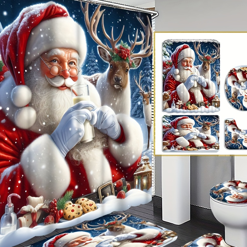 4pcs Curtain Shower Curtain Decoration, Beautiful Housewarming Gift Decoration, Waterproof Shower Curtain And Toilet Floor Mat 3-piece Set With 12 Shower Curtain Hooks
4pcs Curtain Shower Curtain Decoration, Beautiful Housewarming Gift Decoration, Waterproof Shower Curtain And Toilet Floor Mat 3-piece Set With 12 Shower Curtain Hooks