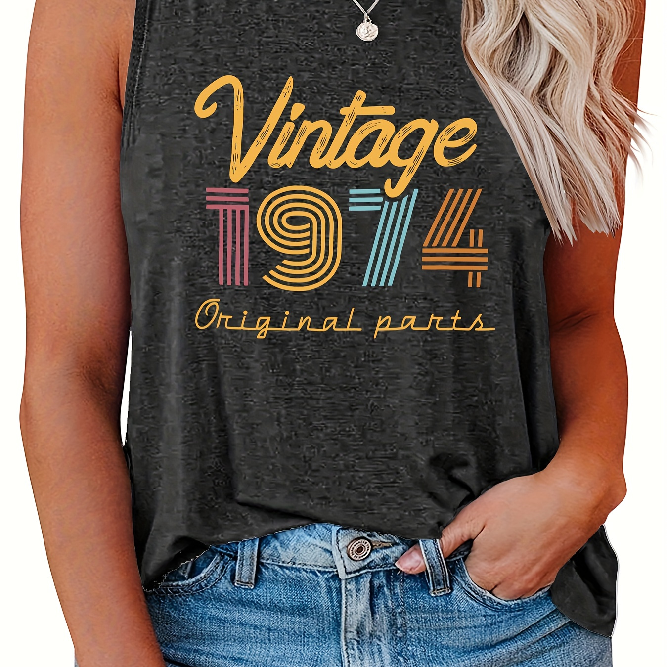 Plus Size Letter Print Tank Top, Sleeveless Casual Top For Summer & Spring, Women's Plus Size Clothing
Plus Size Letter Print Tank Top, Sleeveless Casual Top For Summer & Spring, Women's Plus Size Clothing