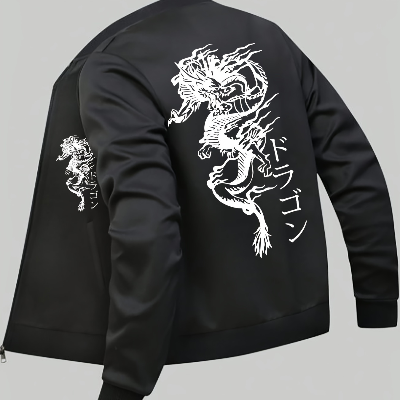 Sports Dragon Print Polyester Jacket With Zipper, Fall/winter Casual Weekend Stand Collar Regular Fit With Slight Stretch, Geometric-pattern Knit Fabric Outerwear For Men
Sports Dragon Print Polyester Jacket With Zipper, Fall/winter Casual Weekend Stand Collar Regular Fit With Slight Stretch, Geometric-pattern Knit Fabric Outerwear For Men