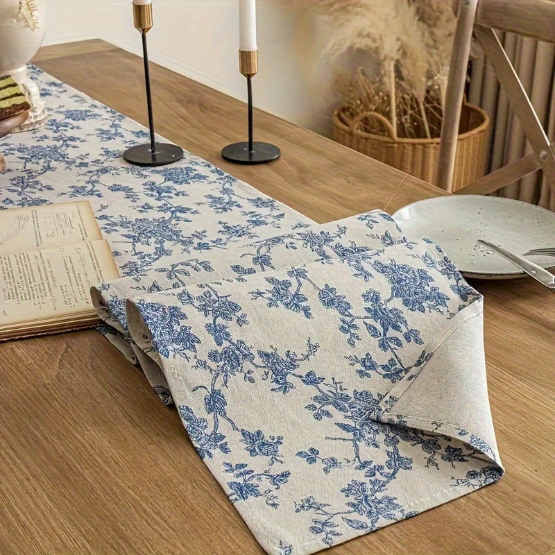 Seasonal Holiday Table Runner: White And Blue Floral Design, Polyester Material, Suitable For Indoor And Outdoor Use
Seasonal Holiday Table Runner: White And Blue Floral Design, Polyester Material, Suitable For Indoor And Outdoor Use