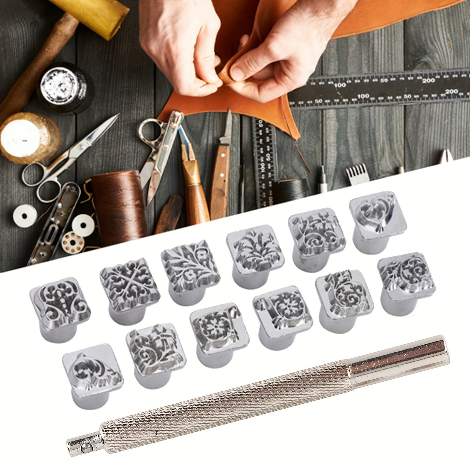 Alloy Leather Stamping Tool Set, Traditional Tang Grass Pattern, Diy Leathercraft Embossing Kit For Crafting And Carving On Vegetable-tanned Leather
Alloy Leather Stamping Tool Set, Traditional Tang Grass Pattern, Diy Leathercraft Embossing Kit For Crafting And Carving On Vegetable-tanned Leather