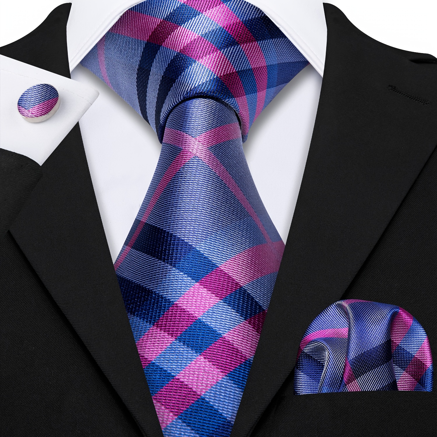 Men's Formal Tie Jacquard Checked Neck Tie Pocket Square Cufflinks Set For Male Wedding Business Party Gift
Men's Formal Tie Jacquard Checked Neck Tie Pocket Square Cufflinks Set For Male Wedding Business Party Gift