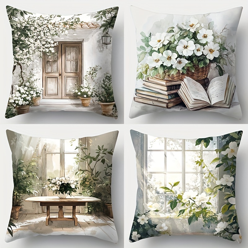 Contemporary 4pcs Throw Pillow Set - Floral & Book Design, Polyester, Zip Closure, Machine Washable - Living Room Sofa & Bedroom Decor, 17.72x17.72 Inches (covers Only)
Contemporary 4pcs Throw Pillow Set - Floral & Book Design, Polyester, Zip Closure, Machine Washable - Living Room Sofa & Bedroom Decor, 17.72x17.72 Inches (covers Only)