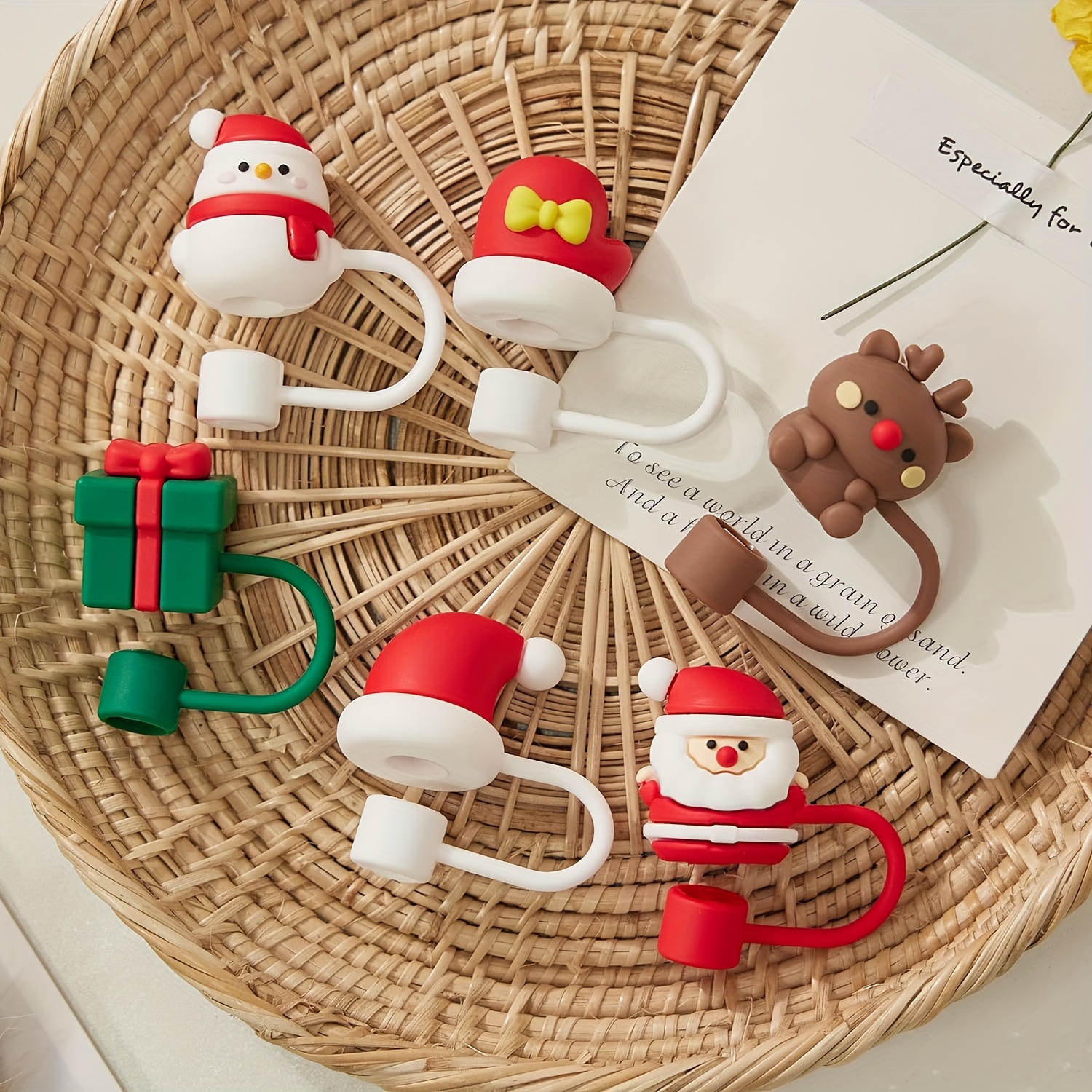 6pcs Christmas Silicone Straw Toppers For Stanley Cups - Fits 30 & 40oz Glasses With Handles, 10mm Drinking , Gift (cups Not Included)
6pcs Christmas Silicone Straw Toppers For Stanley Cups - Fits 30 & 40oz Glasses With Handles, 10mm Drinking , Gift (cups Not Included)