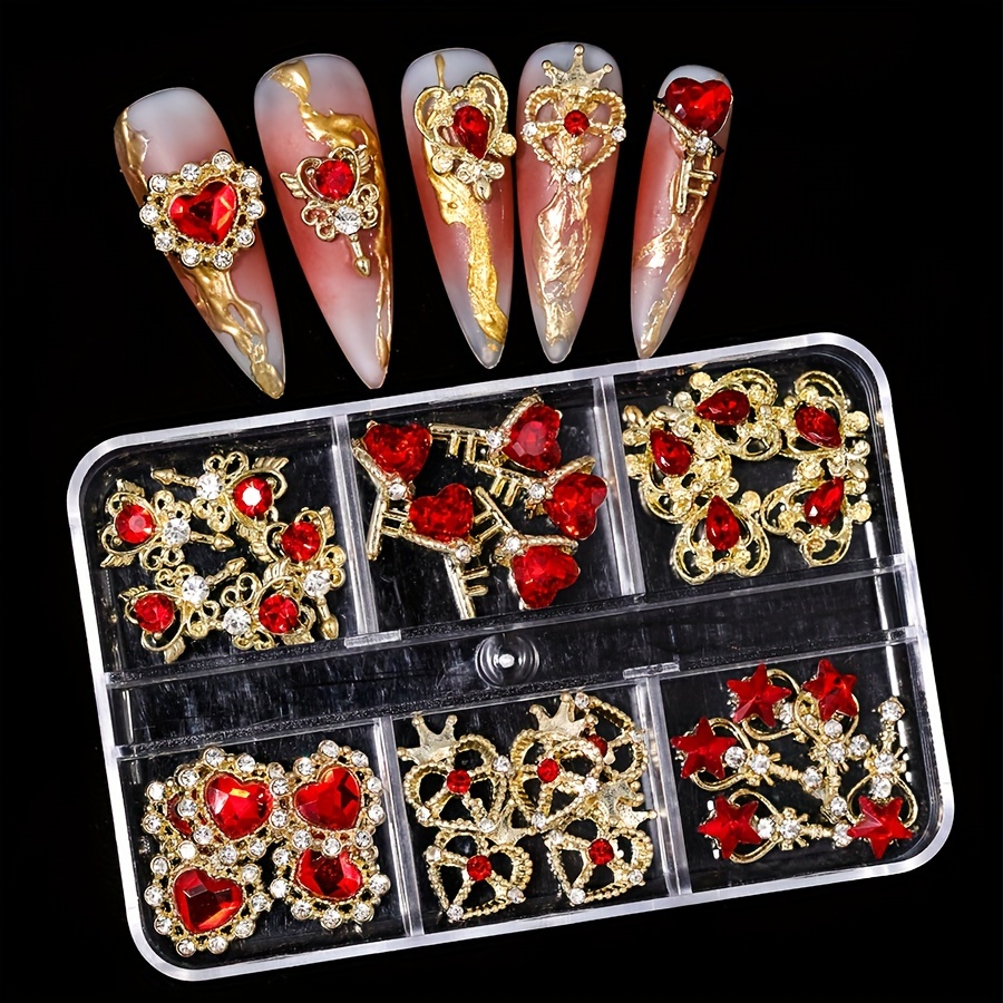 30-piece Alloy Nail Art Decorations Kit, Red Heart & Floral Rhinestone Charms, Unscented Diy Nail Jewelry Accessories For Women
30-piece Alloy Nail Art Decorations Kit, Red Heart & Floral Rhinestone Charms, Unscented Diy Nail Jewelry Accessories For Women