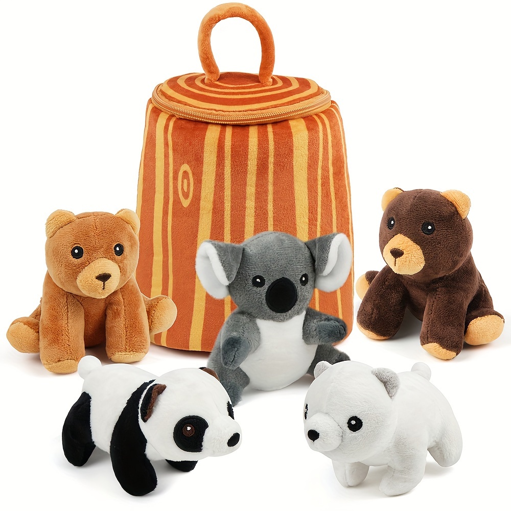 Benben Stuffed Animals, 5 Small Forest Animals With Tree Stump Carrier Set, Plush Toy For Kids Toddlers, Bears, Panda, Koala, Polar Bear Plush Gift For Baby Shower, Stocking Stuffers
Benben Stuffed Animals, 5 Small Forest Animals With Tree Stump Carrier Set, Plush Toy For Kids Toddlers, Bears, Panda, Koala, Polar Bear Plush Gift For Baby Shower, Stocking Stuffers
