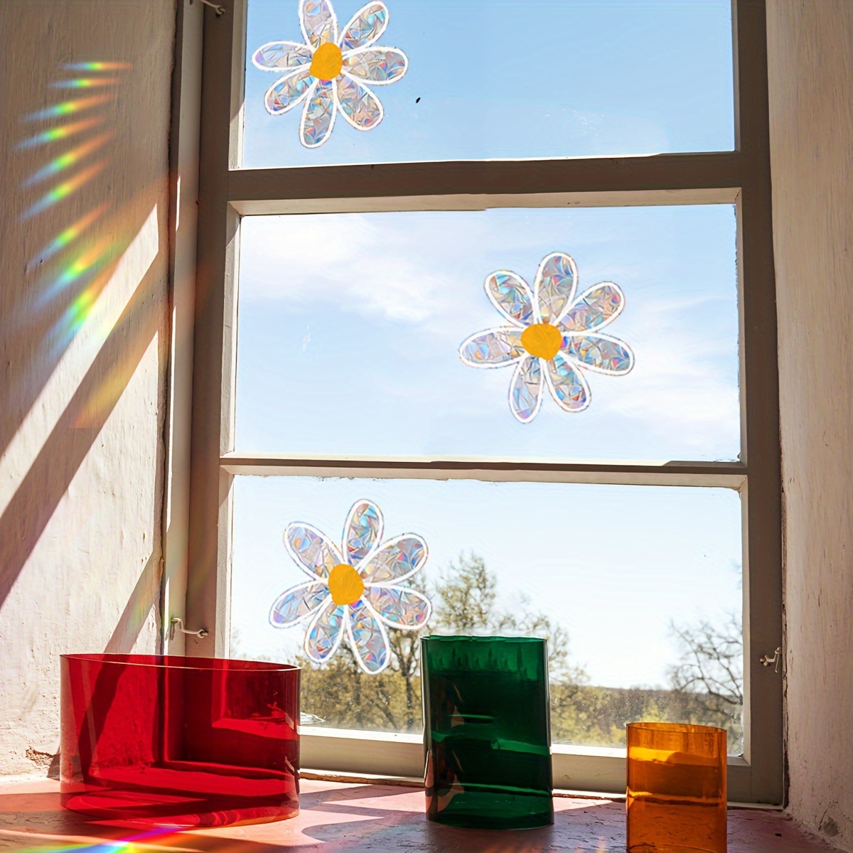 1pc, Daisy Flower Sunlight Static Cling Window Decal, Double-sided , Contemporary Style, Polyvinyl Chloride Material, Reusable, 5mil Thickness, For Glass & Window Display
1pc, Daisy Flower Sunlight Static Cling Window Decal, Double-sided , Contemporary Style, Polyvinyl Chloride Material, Reusable, 5mil Thickness, For Glass & Window Display