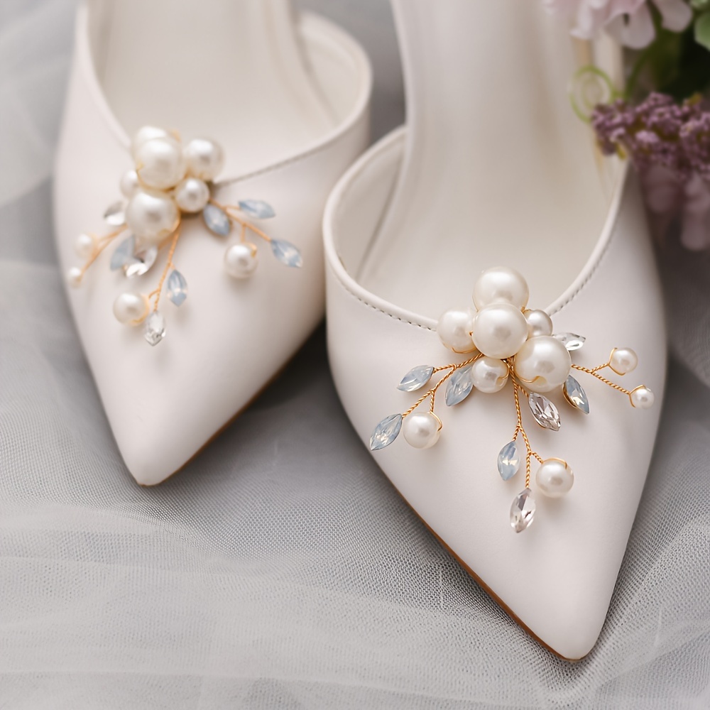 1 Pair Of Elegant Korean-style Hand-woven Pearl & Detachable Shoe Clips - Chic Bow Accessory For Bridal & Wedding High Heels, Fashionable Decorative , Wedding Accessories
1 Pair Of Elegant Korean-style Hand-woven Pearl & Detachable Shoe Clips - Chic Bow Accessory For Bridal & Wedding High Heels, Fashionable Decorative , Wedding Accessories