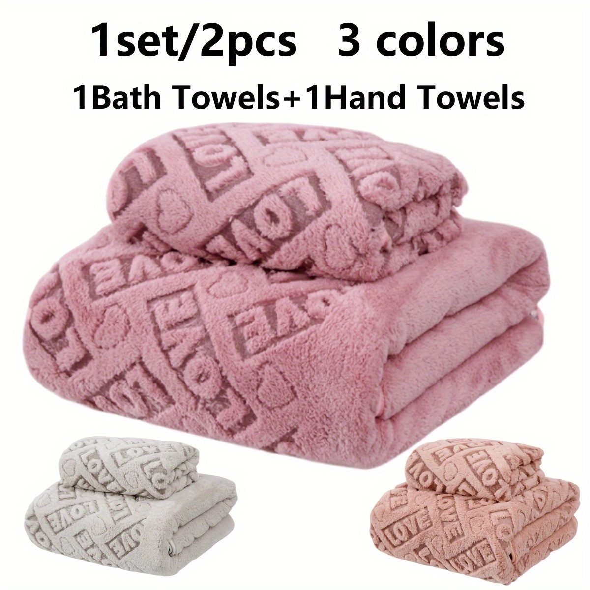 2pcs Love Textured Bath Linen Set, Thickened Absorbent Face Towel, Soft And Skin-friendly Shower Towel - 1 Bath Towel + 1 Hand Towel, Bathroom Supplies, Home Supplies
2pcs Love Textured Bath Linen Set, Thickened Absorbent Face Towel, Soft And Skin-friendly Shower Towel - 1 Bath Towel + 1 Hand Towel, Bathroom Supplies, Home Supplies