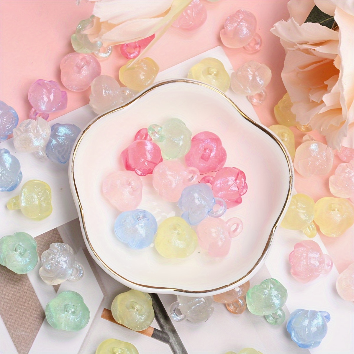 50pcs Acrylic Rose Flower Beads Pendants For Diy Jewelry Making, Handmade Earring Components, Transparent Floral Charms Bead Assortments
50pcs Acrylic Rose Flower Beads Pendants For Diy Jewelry Making, Handmade Earring Components, Transparent Floral Charms Bead Assortments