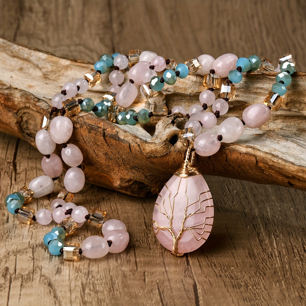 Boho-chic Pink Crystal Beaded Necklace With Water Drop Pendant - Natural Stone, Casual Attire & Thanksgiving Gift
Boho-chic Pink Crystal Beaded Necklace With Water Drop Pendant - Natural Stone, Casual Attire & Thanksgiving Gift