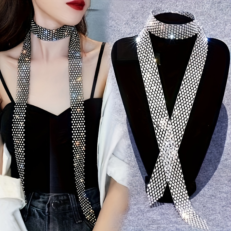 Elegant Women's -encrusted Long Tassel Choker Necklace & Scarf - Sparkling Multi-row Design In , Parties, Accessory With Detail
Elegant Women's -encrusted Long Tassel Choker Necklace & Scarf - Sparkling Multi-row Design In , Parties, Accessory With Detail