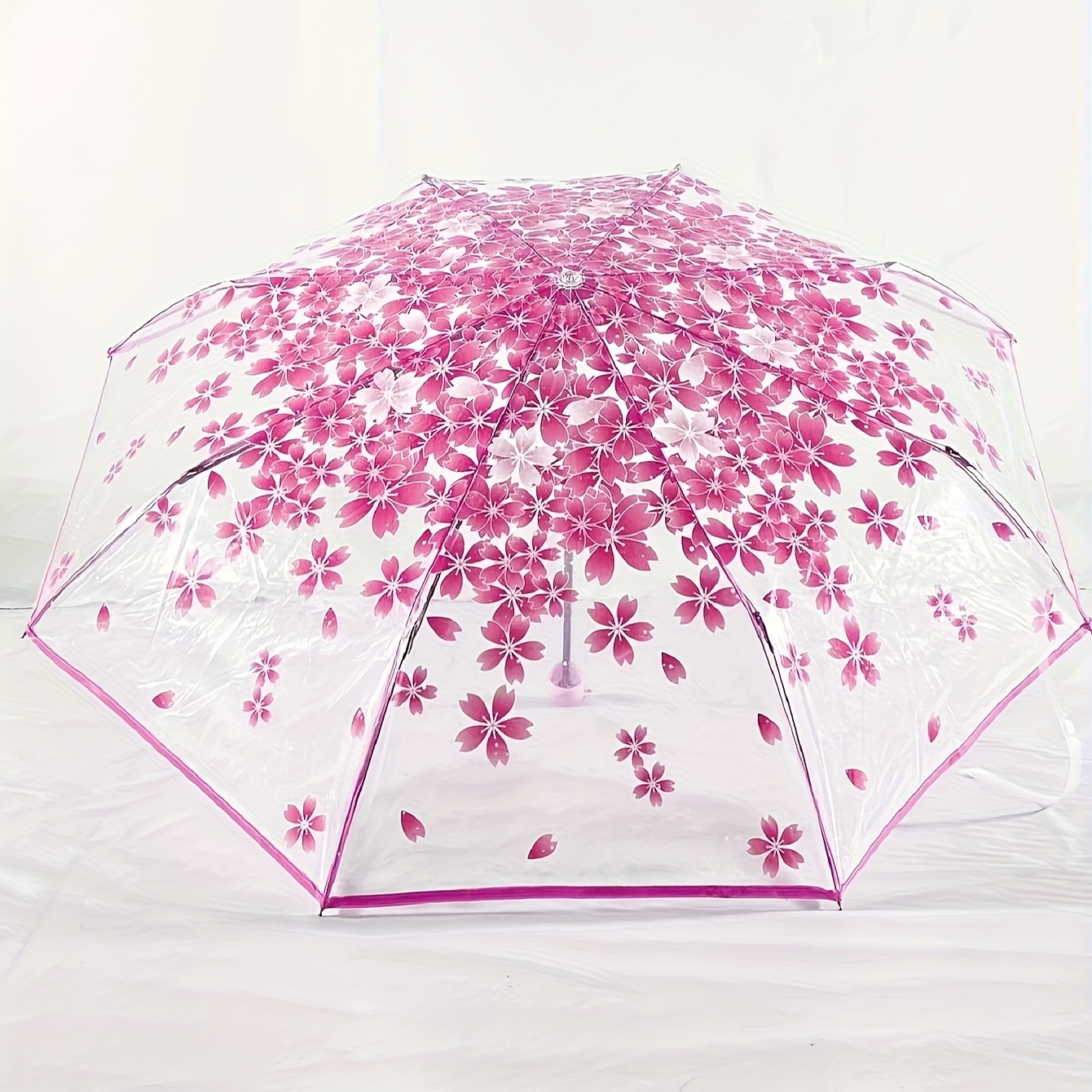 1pc Creative Cherry Blossom Pattern Transparent Folding Umbrella, Waterproof & Windproof 8 Ribs Casual Umbrella For
1pc Creative Cherry Blossom Pattern Transparent Folding Umbrella, Waterproof & Windproof 8 Ribs Casual Umbrella For