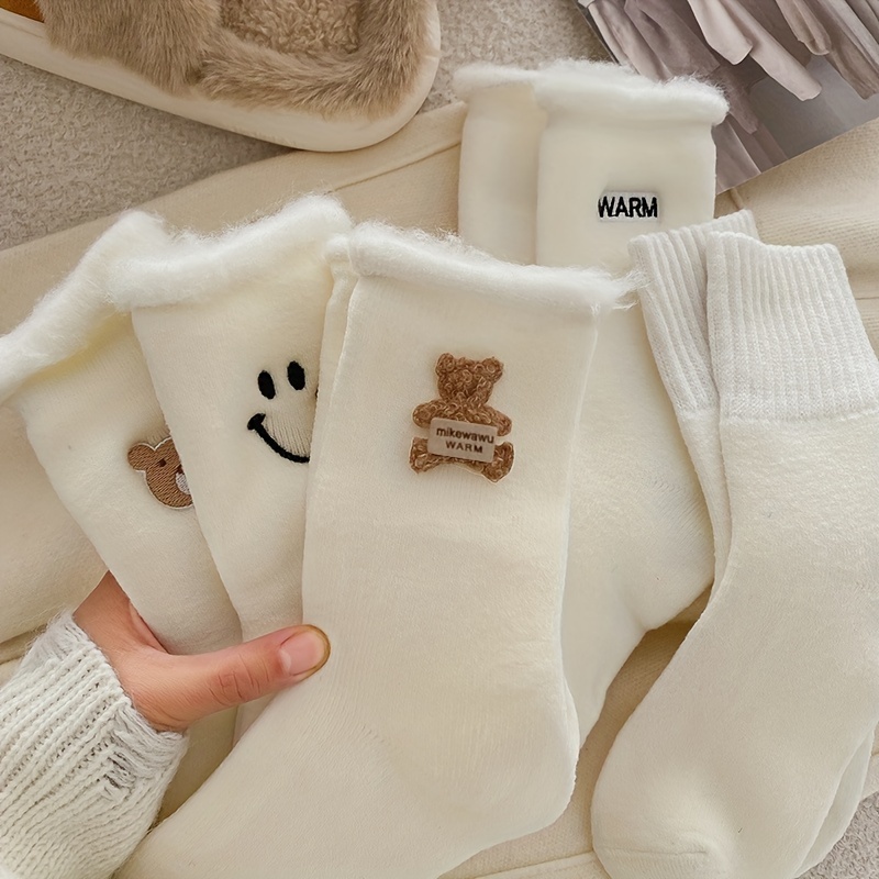 5pcs Cozy Cartoon Patterned Polyester Socks For Teens, 95% Polyester 5% Spandex, Warm Fleece-lined Mid-calf Socks, Hand Washable Knit Fabric, Fall/winter Collection
5pcs Cozy Cartoon Patterned Polyester Socks For Teens, 95% Polyester 5% Spandex, Warm Fleece-lined Mid-calf Socks, Hand Washable Knit Fabric, Fall/winter Collection