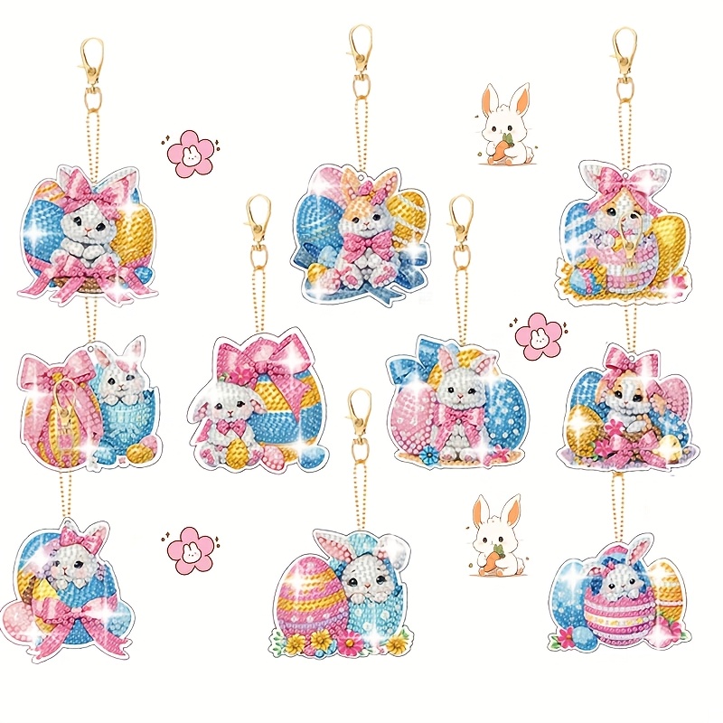 10pcs Set With Tools - Easter Keychain Set, Diy Acrylic Double-sided Rabbit And Egg Design Holiday Decoration
10pcs Set With Tools - Easter Keychain Set, Diy Acrylic Double-sided Rabbit And Egg Design Holiday Decoration