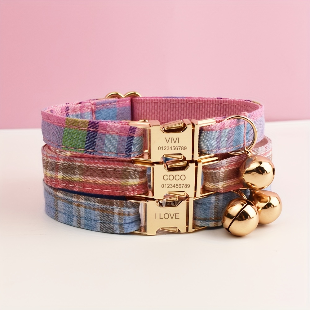 Customizable Striped Plaid Cat Collar, Adjustable Breathable Summer Pet Collar, Cotton Material, With Bell Charm, Cat Accessories
Customizable Striped Plaid Cat Collar, Adjustable Breathable Summer Pet Collar, Cotton Material, With Bell Charm, Cat Accessories