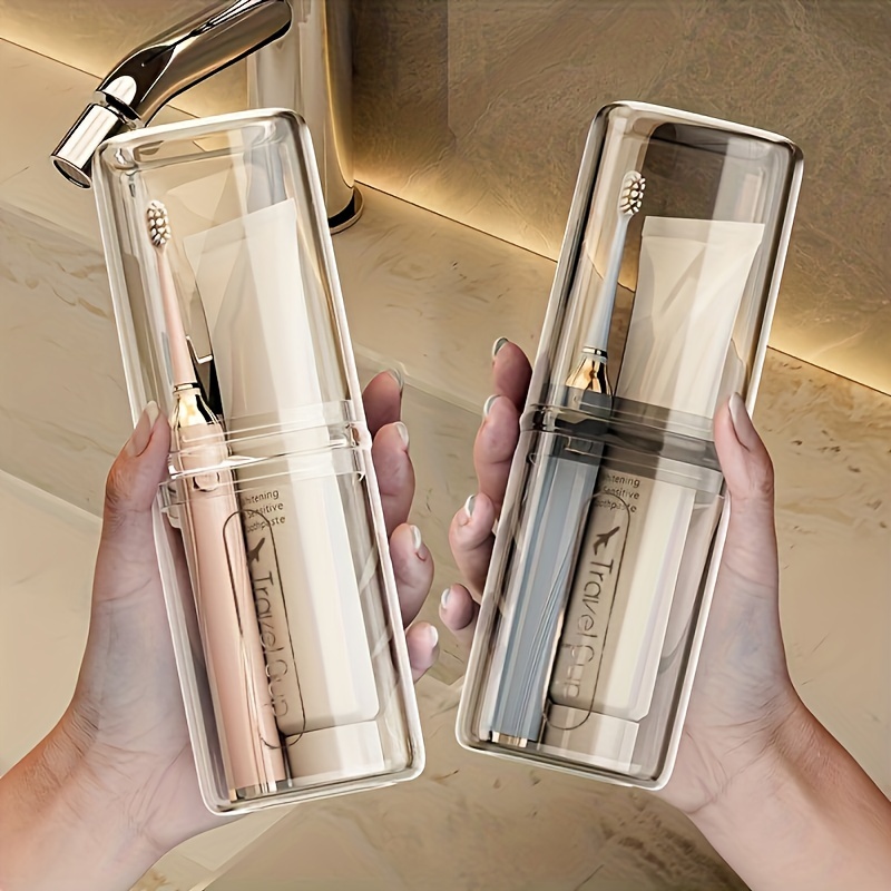 1pc Portable Travel Toothbrush & Toothpaste Holder - Transparent, Odorless Organizer For Business Trips And Home Use, Travel Cup, Bathroom, Home Decor
1pc Portable Travel Toothbrush & Toothpaste Holder - Transparent, Odorless Organizer For Business Trips And Home Use, Travel Cup, Bathroom, Home Decor
