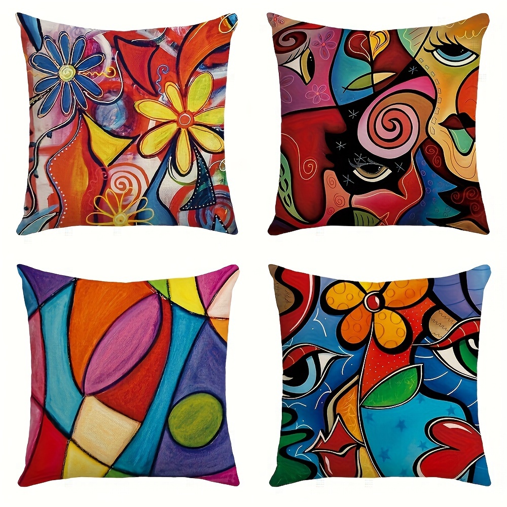 Jit 4pc Abstract Flower Pattern Pillow Covers - Suitable For Sofa, Bed, Car, Living Room, And Home Decoration - No Inserts - Machine Washable - Zipper Closure - Polyester Cover Material
Jit 4pc Abstract Flower Pattern Pillow Covers - Suitable For Sofa, Bed, Car, Living Room, And Home Decoration - No Inserts - Machine Washable - Zipper Closure - Polyester Cover Material