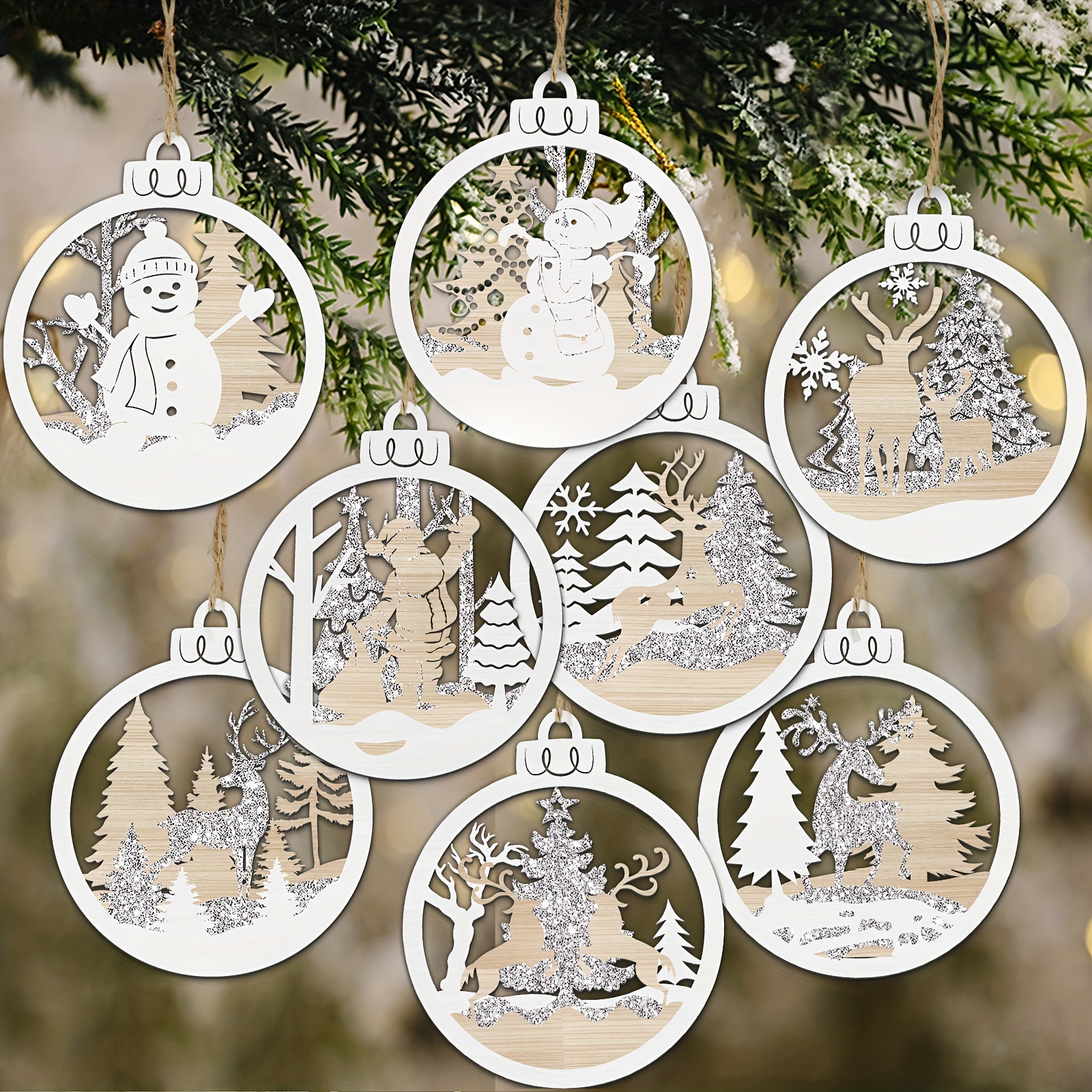 Christmas Wooden Ornaments Christmas Hanging Ornaments, 8pcs 4 Wooden Round Ornaments Set Wooden Hanging Crafts For Christmas Decor
Christmas Wooden Ornaments Christmas Hanging Ornaments, 8pcs 4 Wooden Round Ornaments Set Wooden Hanging Crafts For Christmas Decor