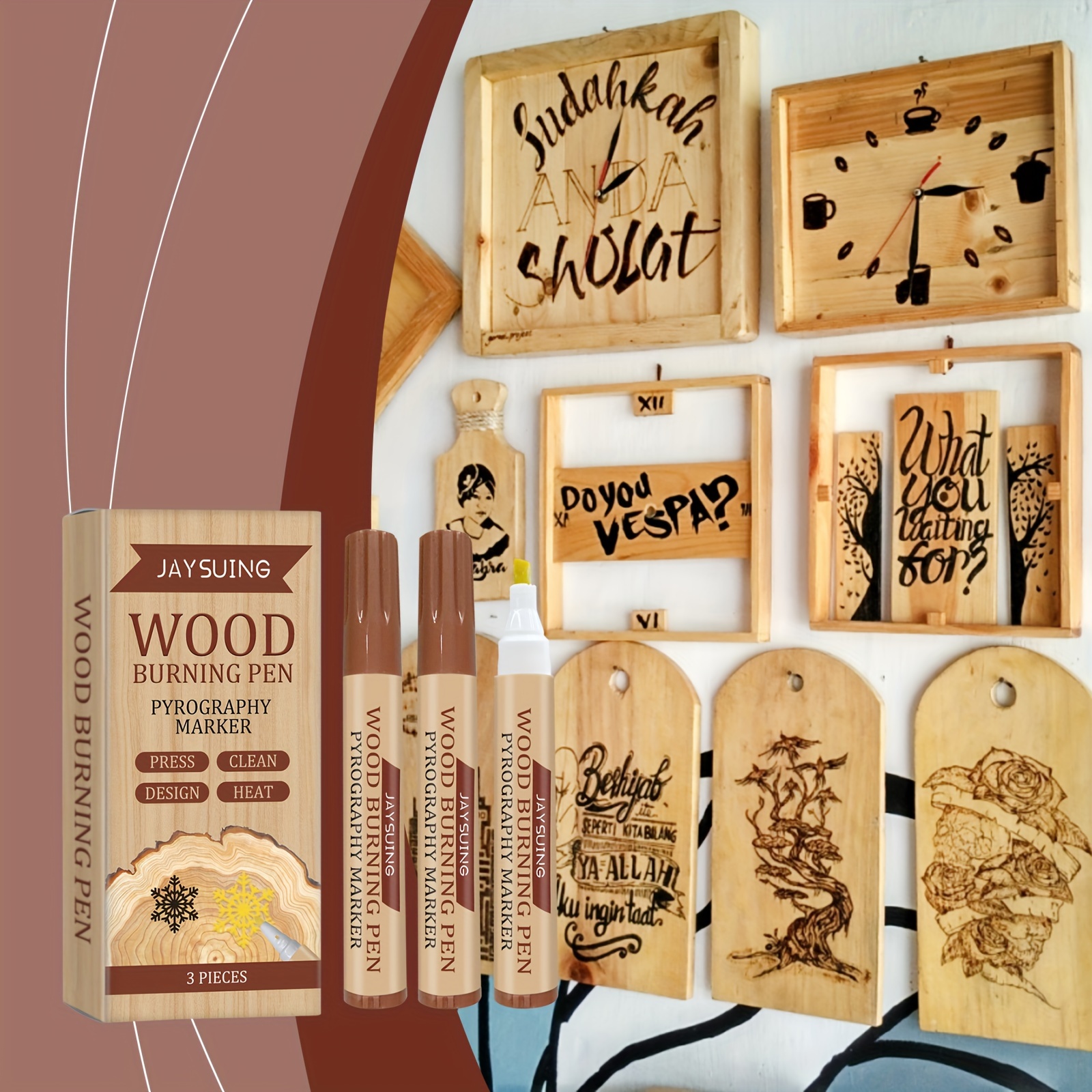 Wood Burning Brush Set 3pcs Set Woodworking Wood Mark Diy Burnt Marker Pen Souvenir Good Stuff Making
Wood Burning Brush Set 3pcs Set Woodworking Wood Mark Diy Burnt Marker Pen Souvenir Good Stuff Making