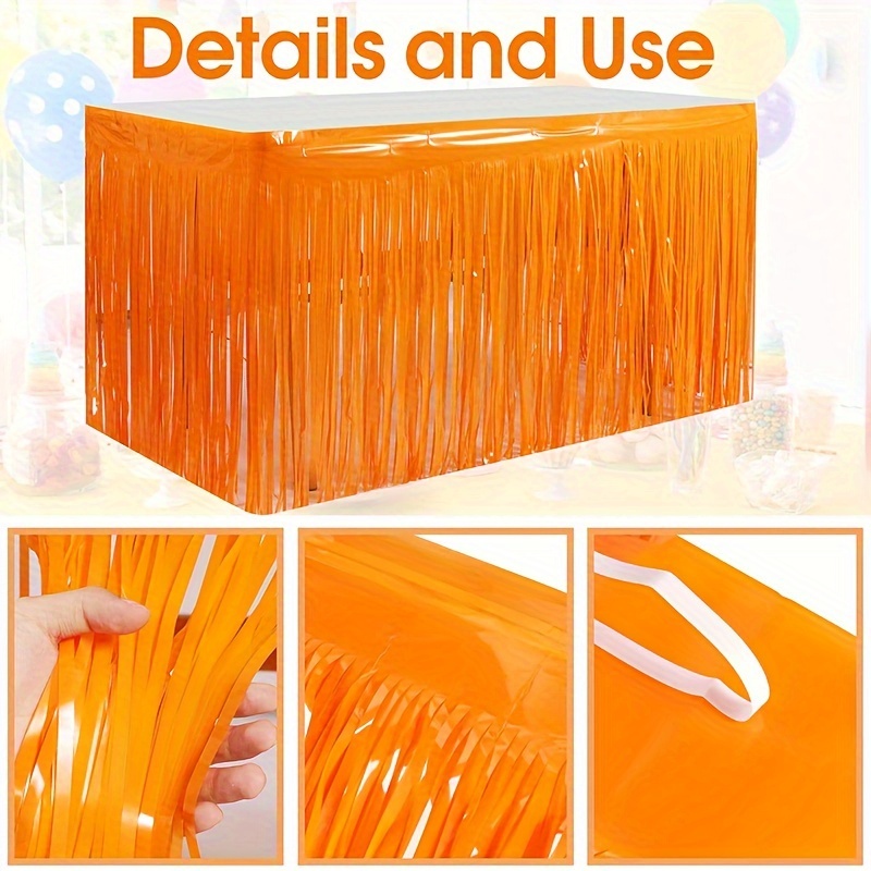 Plastic Fringe Table Skirt Decoration - Uncharged, Age 14+, 1pc Orange Tassel Disposable Table Skirting For Party Decor
Plastic Fringe Table Skirt Decoration - Uncharged, Age 14+, 1pc Orange Tassel Disposable Table Skirting For Party Decor