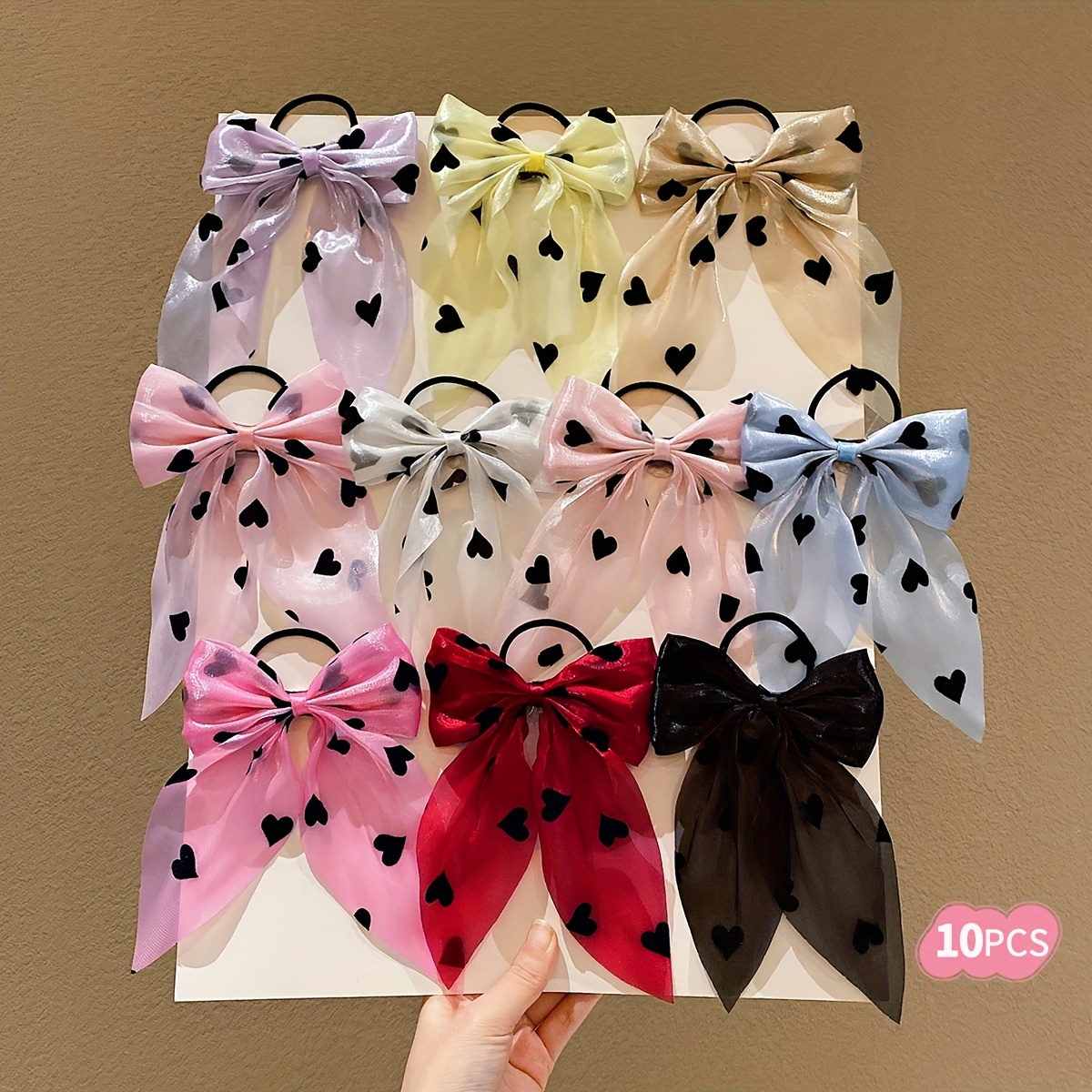 10pcs Lemon Hair Accessories - Vibrant Bow Clips With Heart Designs & High- Hair Ties, Polyester, Ideal For Teens - Assorted Colors
10pcs Lemon Hair Accessories - Vibrant Bow Clips With Heart Designs & High- Hair Ties, Polyester, Ideal For Teens - Assorted Colors