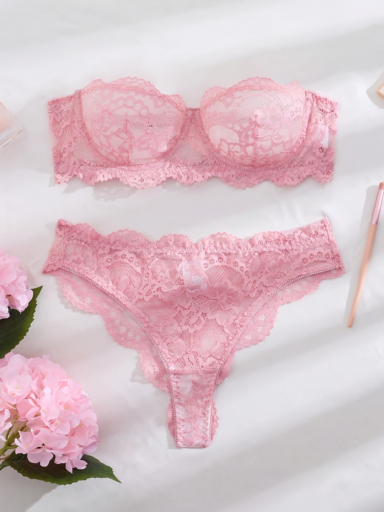0e30a283 318d 4b90 8165 16d06bde9c66 Women'S Lace Sheer Bralette And Panties Set, Underwire Push-Up Design with Sexy Hollow-Out Patterns, Detachable And Adjustable Straps for Two Ways of Wearing, Suitable for Daily Layering Or Vacation Outfits, 2pcs Set