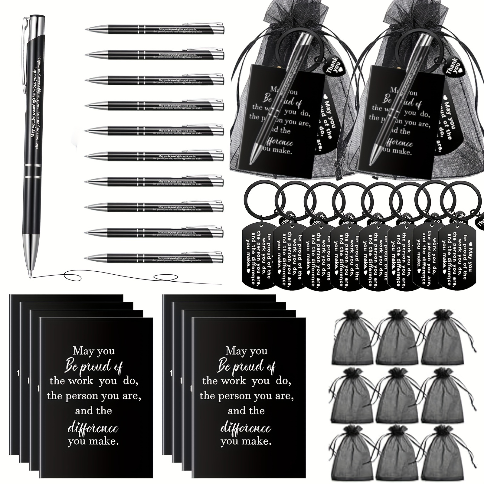 40 Piece Employee Appreciation Gift Set - 10 Motivational Notepads & Pens With 10 Inspirational Keychains In Organza Bags, Thank You Staff Gifts For , Nurses, Teachers, And Coworkers
40 Piece Employee Appreciation Gift Set - 10 Motivational Notepads & Pens With 10 Inspirational Keychains In Organza Bags, Thank You Staff Gifts For , Nurses, Teachers, And Coworkers