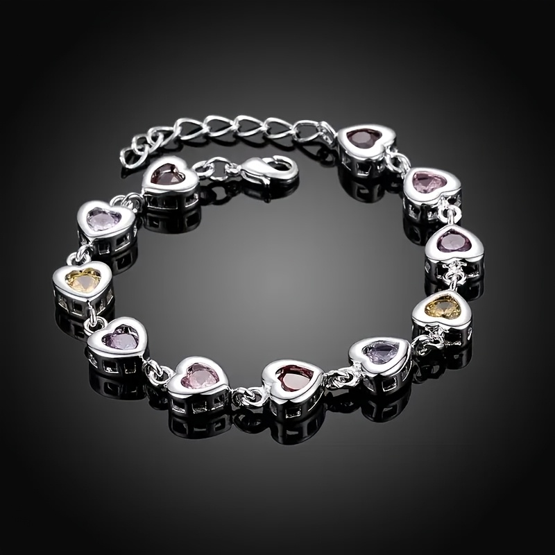1pc Elegant 925 Sterling Silver Heart-shaped Cubic Zirconia Bracelet For Women, Fashion Jewelry Gift
1pc Elegant 925 Sterling Silver Heart-shaped Cubic Zirconia Bracelet For Women, Fashion Jewelry Gift