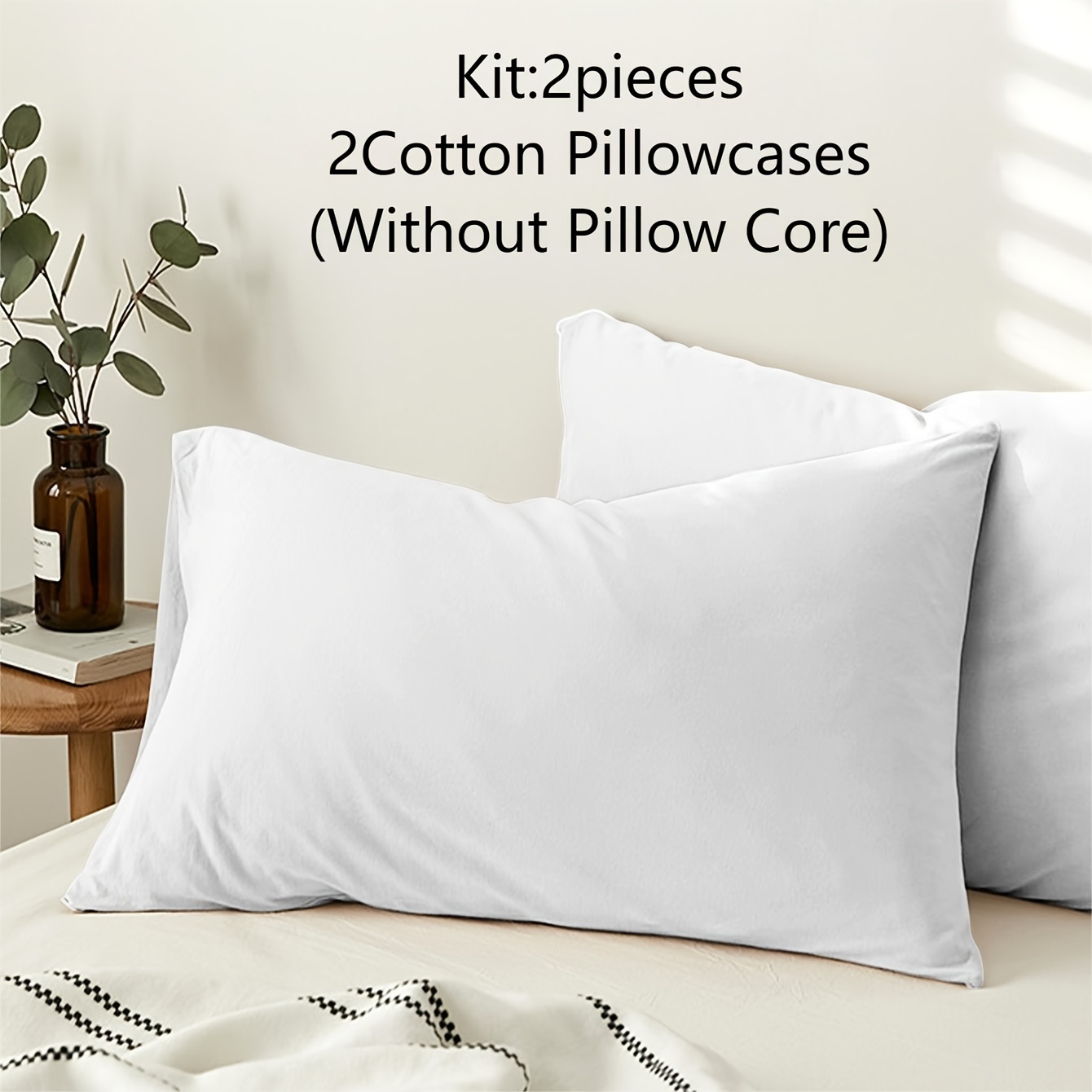2pcs Soft 200 Cotton Pillowcases, Solid Color White, Cozy And , Skin-friendly For Bedroom And (without Pillow )
2pcs Soft 200 Cotton Pillowcases, Solid Color White, Cozy And , Skin-friendly For Bedroom And (without Pillow )