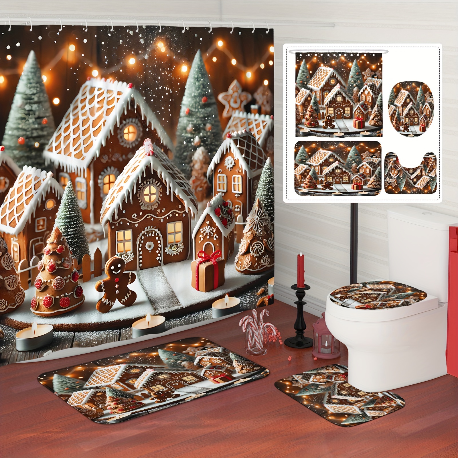 1/4pcs Christmas Decorations Curtain Set Curtain For Bathroom Ornaments With12hooks Bath Mat Lid Mat
1/4pcs Christmas Decorations Curtain Set Curtain For Bathroom Ornaments With12hooks Bath Mat Lid Mat