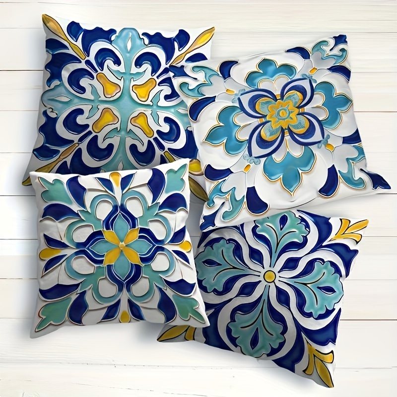 Jit 4pcs Boho-blumen Wasserdichten Outdoor-kissenbezügen, Türkis & Weiß - Dekorative Kissenhüllen Für Terrassenmöbel, Tiefsitzende Sofas Und Gartendekoration, 45.72x45.72 Cm, Reißverschluss
Jit 4pcs Boho-blumen Wasserdichten Outdoor-kissenbezügen, Türkis & Weiß - Dekorative Kissenhüllen Für Terrassenmöbel, Tiefsitzende Sofas Und Gartendekoration, 45.72x45.72 Cm, Reißverschluss